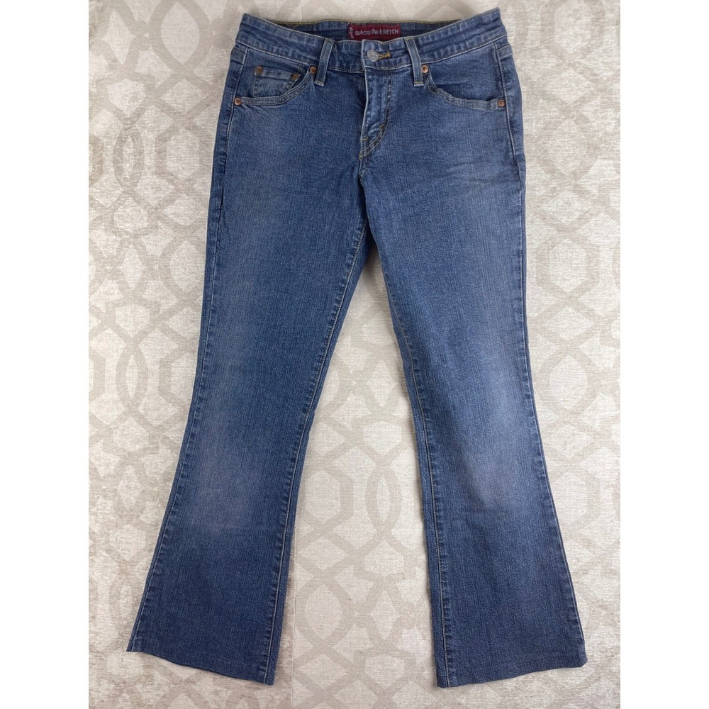 Levi's 518 Superlow Bootcut Juniors 3M Blue Denim Low Rise Embroidered Y2K Jeans